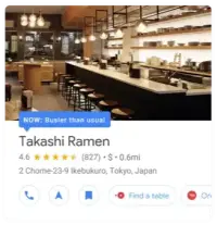 an example of Google's places API showing a restaurant