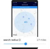 Search radius slider UI from Xooox driver app
