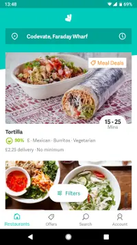 Deliveroo Tab Bar Menu