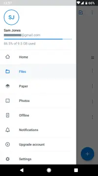 Dropbox Hamburger Menu