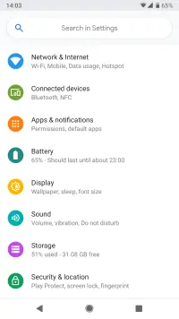 Settings Full-screen Navigation