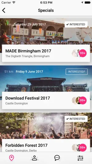 Social discovery app - events