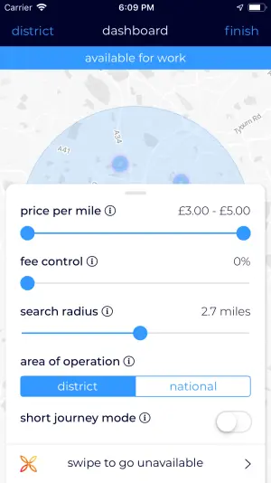 Driver app - dashboard