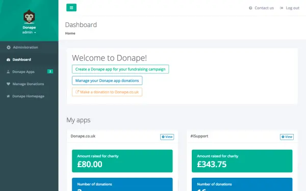 Fundraising platform - admin dashboard
