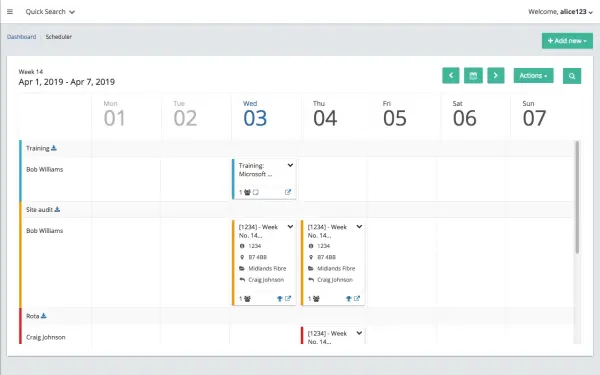 Resource planning app - calendar
