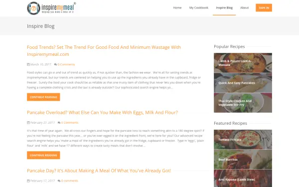Recipe search engine - SEO