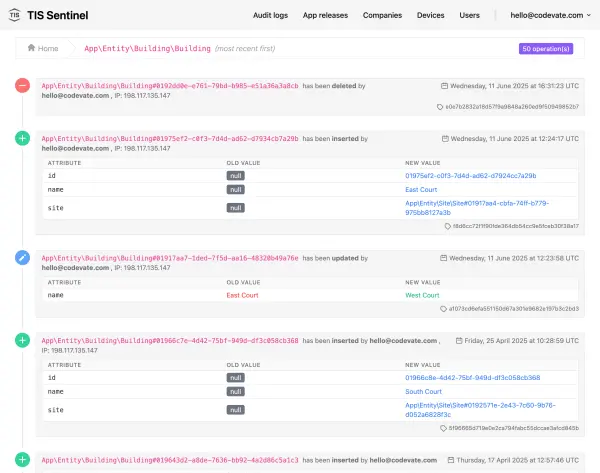 Cloud portal audit logs